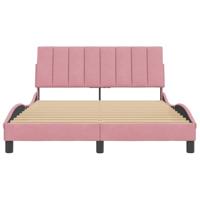 Bedframe met hoofdeinde fluweel roze 140x200 cm - thumbnail