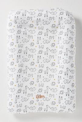 Katoenen hoes voor aankleedkussen ivoor met print