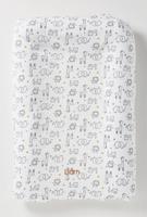 Katoenen hoes voor aankleedkussen ivoor met print - thumbnail