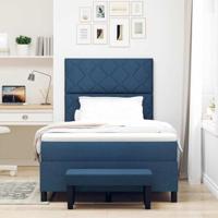 Boxspring bed met matras met hoofdeinde Blauw 120 x 190 cm Stof - thumbnail