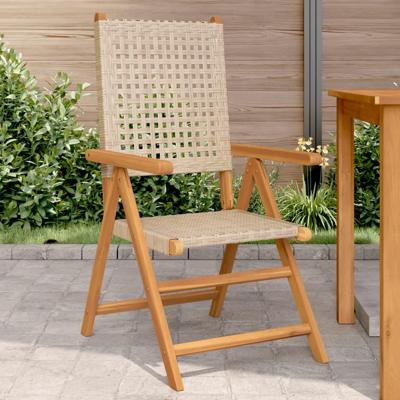 Tuinstoelen 2 st massief acaciahout en poly rattan beige Tuinstoelen 2 st massief acaciahout en poly rattan beige