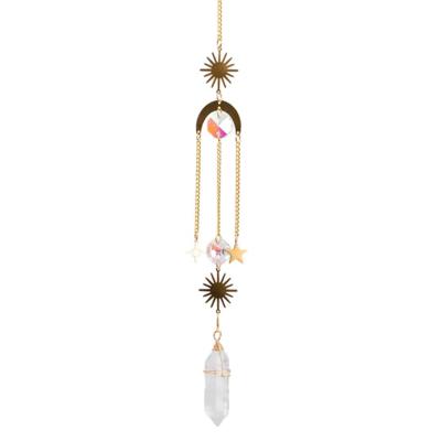 Edelsteen Regenboog Hanger - Zon en Maan - Bergkristal (40 cm)