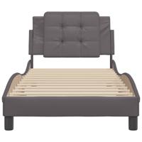 Bedframe met hoofdbord kunstleer grijs 90x200 cm - thumbnail