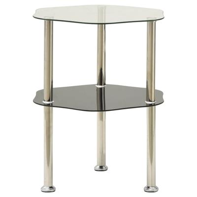 VidaXL Bijzettafel 2-laags 38x38x50 cm gehard glas transparant zwart VidaXL Bijzettafel 2-laags 38x38x50 cm gehard glas transparant zwart