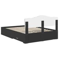 Bedframe met hoofdeinde Zwart 150 x 200 cm Bewerkt hout - thumbnail