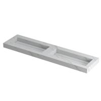 INK Pitch Wastafel Keramische Slab Bak Dubbel met Drain en Front en Side Skirts Zonder Kraangaten - 1800x450x90 mm - Calacatta Mat - thumbnail