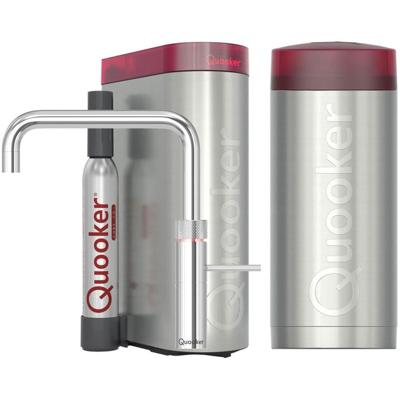 Quooker Fusion Square Keukenkraan Set - Kokend Warm- en Koud Water - Chroom - Inclusief COMBI+ Reservoir & CUBE - Direct Gekoeld Bruisend Water