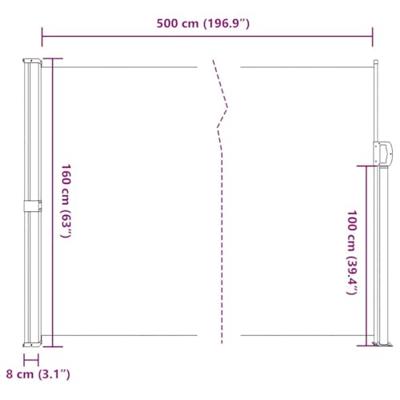 VidaXL Windscherm uittrekbaar 160x500 cm crèmekleurig
