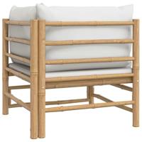 Tuinhoekbank met lichtgrijze kussens bamboe - thumbnail