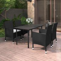 5-delige Tuinset met kussens poly rattan en glas - thumbnail