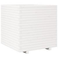 Plantenbak 70x70x72 cm massief grenenhout wit - thumbnail