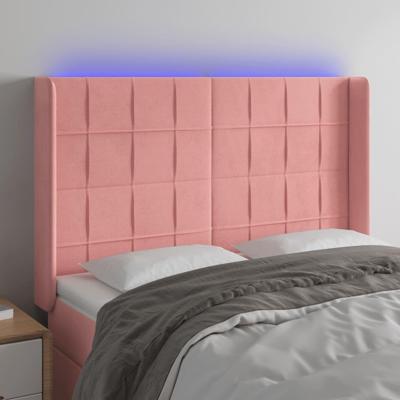 Hoofdbord LED 147x16x118/128 cm fluweel roze