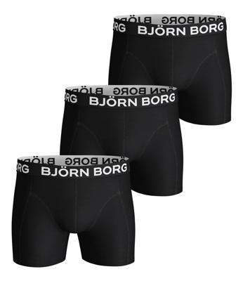 Björn Borg boxershorts 3-pack solid cotton stretch black