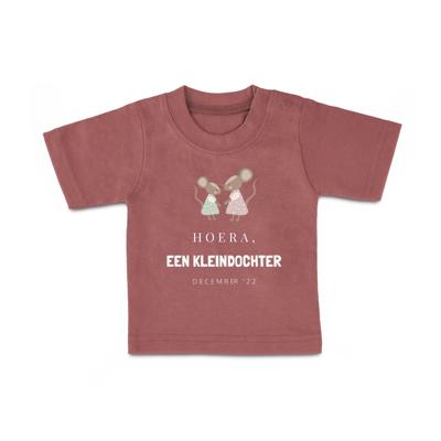 Baby shirt bedrukken - Korte mouw - Roze - 62/68