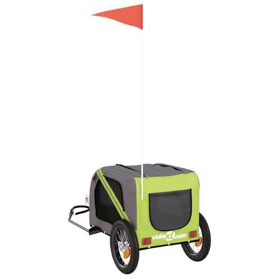 VidaXL Hondenfietstrailer oxford stof en ijzer groen en grijs VidaXL Hondenfietstrailer oxford stof en ijzer groen en grijs