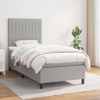 Boxspring met matras stof lichtgrijs 90x190 cm