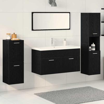 Badkamermeubelset met opslag 5 pcs Zwart Eiken 30 x 30 x 130 cm