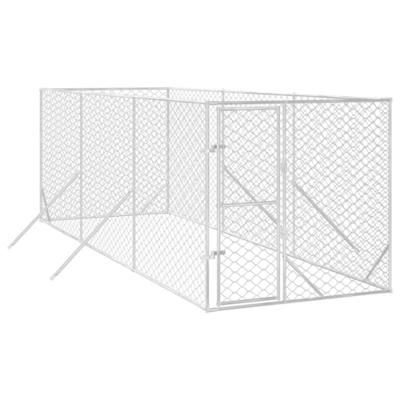 Hondenkennel voor buiten 2x6x2 m gegalvaniseerd staal zilver