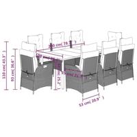 9-delige Tuinset met kussens poly rattan bruin - thumbnail