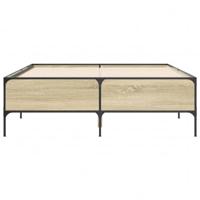 Bedframe bewerkt hout metaal sonoma eikenkleurig 135x190 cm - thumbnail