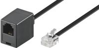 Goobay 68257 Modulaire aansluitkabel 10 meter, zwart, RJ11/RJ14-stekker (6P4C) naar RJ11-bus (6P4C) - thumbnail