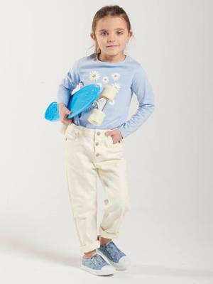 Broek Mom fit MorphologiK Fin meisjes ecru Broek Mom fit MorphologiK Fin meisjes ecru