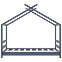 Kinderbedframe massief grenenhout grijs 70x140 cm - thumbnail