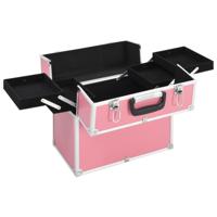 VidaXL Make-up koffer 38x23x34 cm aluminium roze - thumbnail