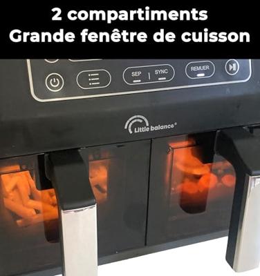 Dieetfriteuse - LITTLE BALANCE - 8765 - Crousty light duo - 9 L - 2460 W - 9 programma's - Zwart