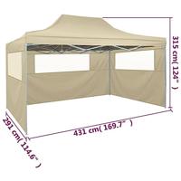 Vouwtent met 3 wanden 3x4,5 m crme - thumbnail
