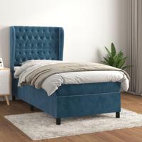 Boxspring met matras fluweel donkerblauw 90x190 cm - thumbnail