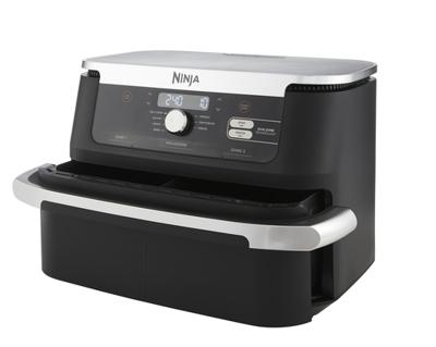 Ninja AF500EU friteuse Dubbel 10,4 l Vrijstaand 2470 W Heteluchtfriteuse Zwart, Roestvrijstaal - thumbnail