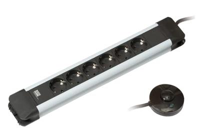 Bachmann 330.142 Stekkerdoos met schakelaar 6-voudig Zwart, Zilver Randaarde stekker 1 stuk(s)