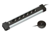 Bachmann 330.142 Stekkerdoos met schakelaar 6-voudig Zwart, Zilver Randaarde stekker 1 stuk(s) - thumbnail