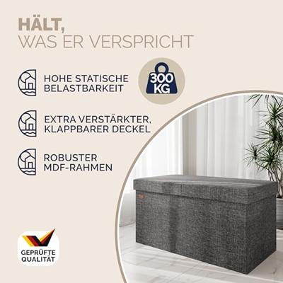 Opvouwbare Zitbank met opbergruimte en deksel - 80cm - Donkergrijs Opvouwbare Zitbank met opbergruimte en deksel - 80cm - Donkergrijs