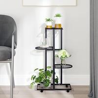 VidaXL Bloemenstandaard met wielen 4-laags 44x23x80 cm ijzer zwart - thumbnail