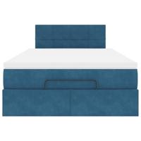 Ottoman bed met matras en LED's 120x200cm fluweel donkerblauw - thumbnail