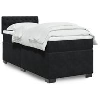 Boxspring met matras fluweel zwart 90x190 cm - thumbnail