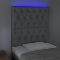 Hoofdbord LED 80x7x118/128 cm stof lichtgrijs - thumbnail