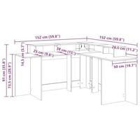 Bureau met LED-verlichting 152x152x91 cm hout artisanaal eiken - thumbnail
