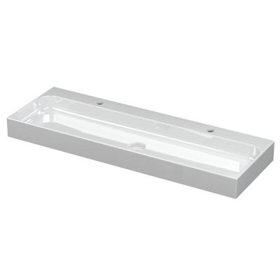 INK Unit Wastafel Porselein met 2 Kraangaten incl. Porseleinen Click Plug - 1200x400x100 mm - Glans Wit