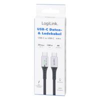 LogiLink CU0430 USB-C-kabel USB 3.2 Gen2x2 USB-C stekker 0.30 m Zwart Met LED, 4K UHD, Stekker past op beide manieren - thumbnail