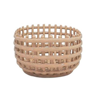 Mand keramiek klein - beige - ø13.5x17 cm