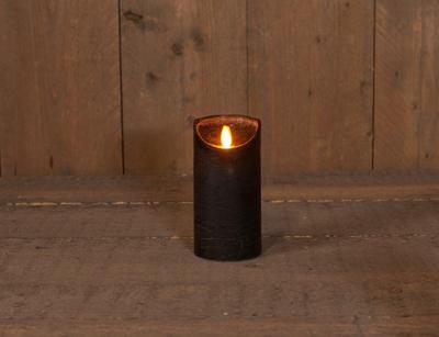 B.o.t. kaars wax rustiek bewegende vlam 7.5x15cm zwart 3xaaa/timer - Annas collection
