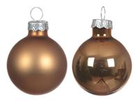 Decoris kerstballen set glas 16st pecannoot bruin 3,5cm - thumbnail