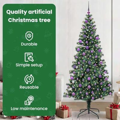VidaXL Kunstmatig voorverlicht kerstboom groen 210 cm pvc en metaal