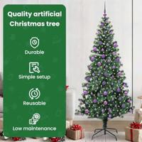 VidaXL Kunstmatig voorverlicht kerstboom groen 210 cm pvc en metaal - thumbnail