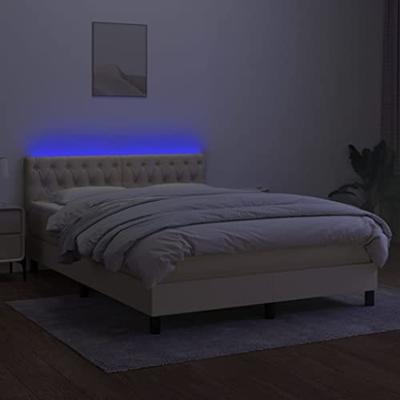 Boxspring met matras en LED stof crèmekleurig 140x190 cm - thumbnail