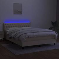 Boxspring met matras en LED stof crèmekleurig 140x190 cm - thumbnail