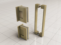 Scharnierset En Greep tbv Profielloze Nisdeur Wiesbaden Less Geborsteld Messing - thumbnail